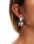 DesignB London wave chunky hoop earrings in silver