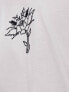 Topman oversized fit t-shirt with floral tattoo embroidery in stone