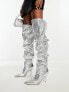 Фото #1 товара Azalea Wang Seira ruched over the knee boot in silver