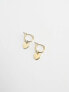 Pieces exclusive 18k plated hoop earrings with heart drop in gold