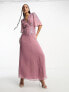 Hope & Ivy plunge front embellished maxi dress in mauve