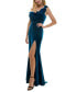 ფოტო #1 პროდუქტის Juniors' Rosette-Trim Velvet Evening Gown