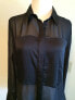 INC International Concepts Women's Button Down Sheer Shirt Black 4