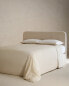 Striped cotton linen flat sheet