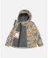 ფოტო #2 პროდუქტის Baby Boy Two Piece Hooded Coat And Pant Mid-Season Set Beige Printed Camo Dinos Forest Green - Infant
