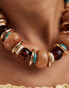 Фото #3 товара ASOS DESIGN Limited Edition necklace with tigers eye and turquoise semi precious style beads in gold tone