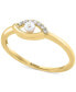 ფოტო #1 პროდუქტის EFFY® Cultured Freshwater Pearl (4mm) & Diamond (1/20 ct. t.w.) Evil Eye Ring in 14k Gold