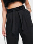 ASOS DESIGN Tall ponte peg trouser with paperbag tie waist in black