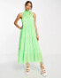 Фото #1 товара ASOS DESIGN high neck tiered maxi dress in neon green