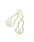 Very Stylish Sterling Silver with Gold Plating and Genuine Freshwater Pearl Elongated Dangling Earrings