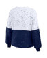 Фото #2 товара Women's White, Navy Memphis Grizzlies Color-Block Pullover Sweater