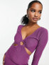 Pieces Petite exclusive cut out ring detail midi dress in purple