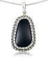 Фото #1 товара Macy's onyx (19 x 11mm), Crystal & Marcasite Pendant on 18"Chain in Sterling Silver