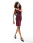 Фото #2 товара Miss Selfridge ruched side t-shirt mini dress in burgundy