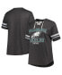 ფოტო #1 პროდუქტის Women's Heather Charcoal Philadelphia Eagles Plus Size Lace-Up V-Neck T-shirt