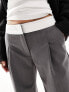 Фото #3 товара Miss Selfridge Petite fold over waistband trouser in grey