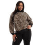 Фото #1 товара Threadbare Plus Ski printed sweater in leopard