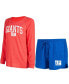 ფოტო #1 პროდუქტის Women's Royal, Red New York Giants Raglan Long Sleeve T-shirt and Shorts Lounge Set