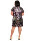 Фото #2 товара Plus Size Floral-Sequin Round-Neck T-Shirt Dress