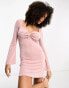 Фото #6 товара ASOS DESIGN long sleeve mini dress with knot detail in dusty rose