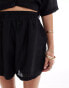 Sixth June co-ord linen relaxed short in black