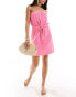 Фото #3 товара ASOS DESIGN towelling bandeau mini beach dress in pink