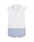 ფოტო #1 პროდუქტის Baby Girls Mesh Polo Shirt and Seersucker Shorts Set