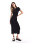 ASOS DESIGN second skin short sleeve scoop back midi dress in black