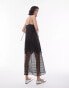 Topshop lace insert midi slip dress in black Черный, 38 - фото #4