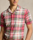 Men's Classic-Fit Madras Camp Shirt Cream/Red Multi, XL - фото #3