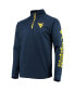 Фото #3 товара Men's Navy West Virginia Mountaineers Terminal Tackle Fleece Raglan Omni-Shade Quarter-Zip Jacket