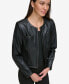 Фото #4 товара Petite Embossed Faux-Leather Collarless Jacket