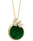 ფოტო #4 პროდუქტის EFFY® Malachite & Diamond (1/4 ct. t.w.) Vine Disc 18" Pendant Necklace in 14k Gold