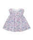 ფოტო #3 პროდუქტის Layette Baby Girl Short Sleeve Linen Dress with Ruffle Collar, Infant