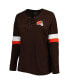 ფოტო #2 პროდუქტის Women's Brown Cleveland Browns Plus Size Athletic Varsity Lace-Up V-Neck Long Sleeve T-shirt