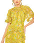 Фото #4 товара Women's Floral Flutter Sleeve Mesh Print Dress