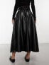 ASOS DESIGN faux leather full prom midi skirt in black