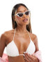 Фото #1 товара South Beach embellished cat eye sunglasses in white