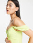 Фото #3 товара Lavish Alice pleat detail bardot midi dress lime green