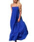 Women's Royal Blue Sleeveless Square Neck Midi Beach Dress