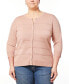 ფოტო #1 პროდუქტის Plus Size Pointelle Knit 3/4-Sleeve Button Front Cardigan