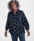 Plus Size Ikat Icon Tiered Long-Sleeve Shirt, Created for Macy's