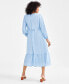 ფოტო #5 პროდუქტის Petite Chambray V-Neck Tiered Shirtdress, Created for Macy's