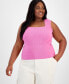 Фото #1 товара Trendy Plus Size Ottoman Square-Neck Sleeveless Sweater Tank, Created for Macy's