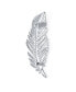 Фото #3 товара Classic Elegant Style Large Micro Pave CZ Fan Feather Leaf Brooch Pin Pendant 2 in 1 For Women Rhodium Brass