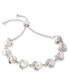 ფოტო #1 პროდუქტის Silver-Tone Pavé & Imitation Pearl Slider Bracelet, Created for Macy's