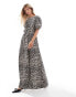 Фото #1 товара ASOS DESIGN poplin tie side shirred maxi dress in leopard print