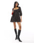 Фото #1 товара The Frolic strawberry print mini smock dress in black