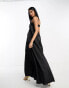 Фото #1 товара ASOS DESIGN – Trägerloses, trapezförmiges Satin-Maxikleid in Schwarz