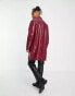 Фото #6 товара ASOS DESIGN faux leather snake trench coat in burgundy